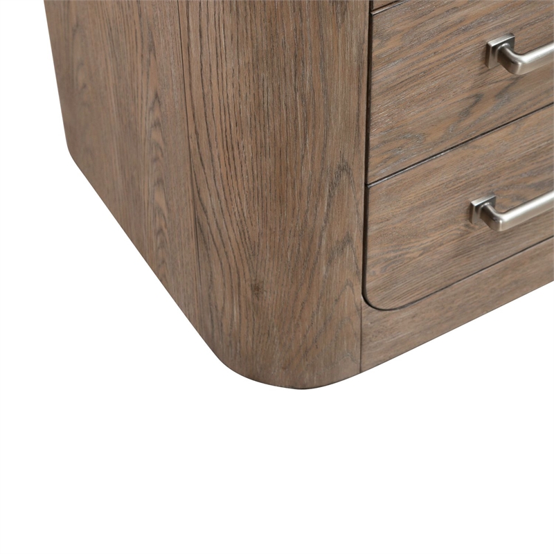 Pemberly Row Nightstand with Built-In Charging Station in Brown