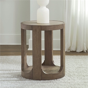 Pemberly Row Round Chairside Table with Faux Concrete Top