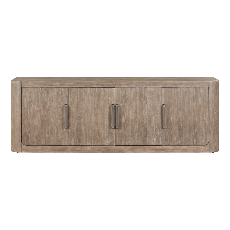 Pemberly Row 82 Inch TV Console with Adjustable Shelving in Brown
