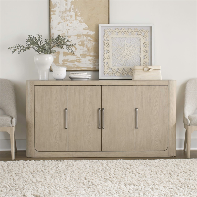 Pemberly Row Dining Room Server with Faux Concrete Top in White