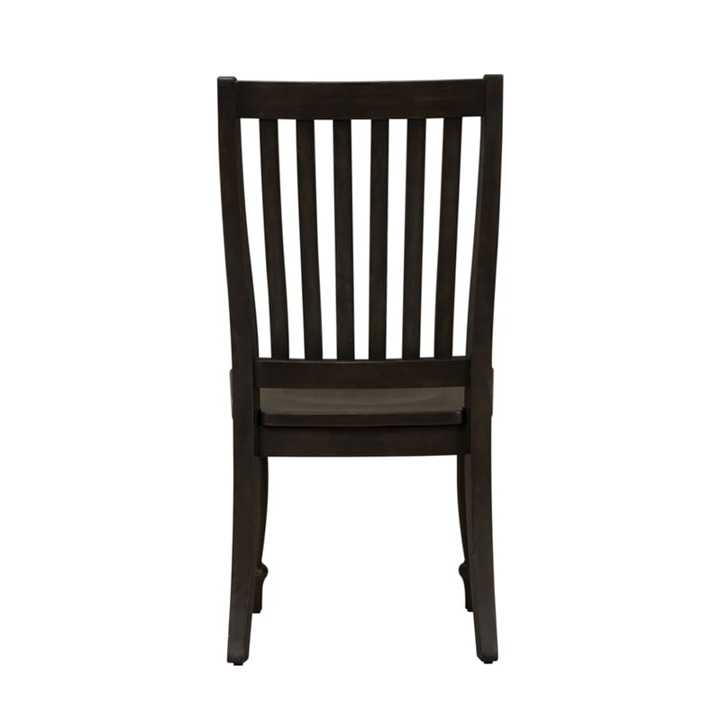 Pemberly Row 7 Piece Trestle Dining Set with Slat Back Chairs in Chalkboard