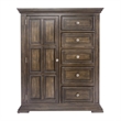 Pemberly Row Door Chest with 5 Drawers and 3 Adjustable Shelves in Brown