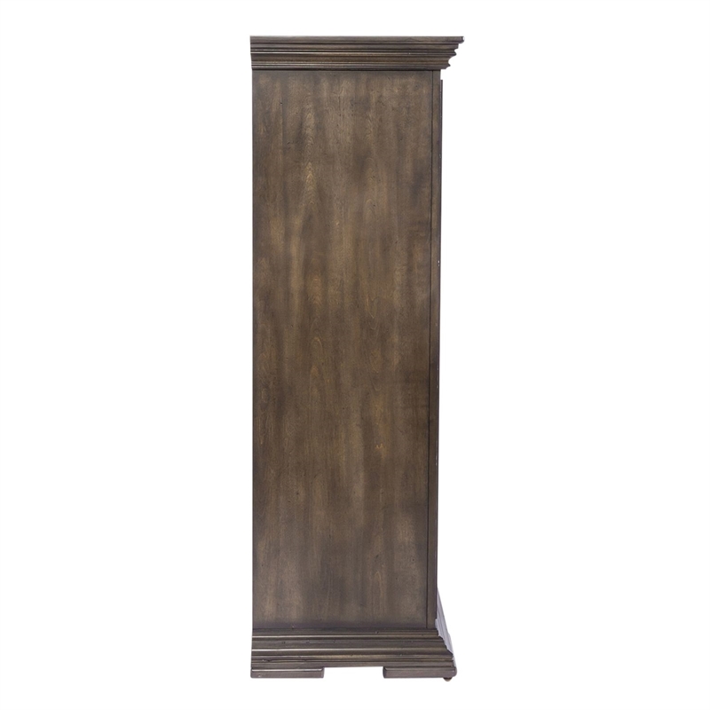 Pemberly Row Door Chest with 5 Drawers and 3 Adjustable Shelves in Brown