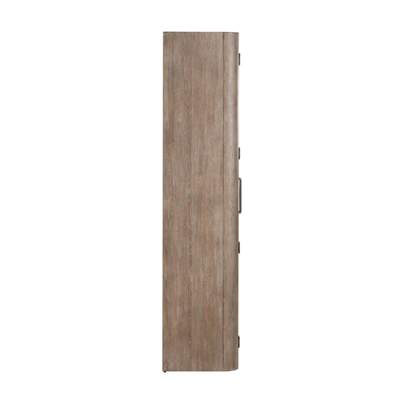 Pemberly Row Bunching Glass Display Cabinet with LED Lighting in Brown
