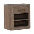 Pemberly Row Open Nightstand with Charging Station and Shelf in Brown