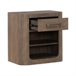 Pemberly Row Open Nightstand with Charging Station and Shelf in Brown