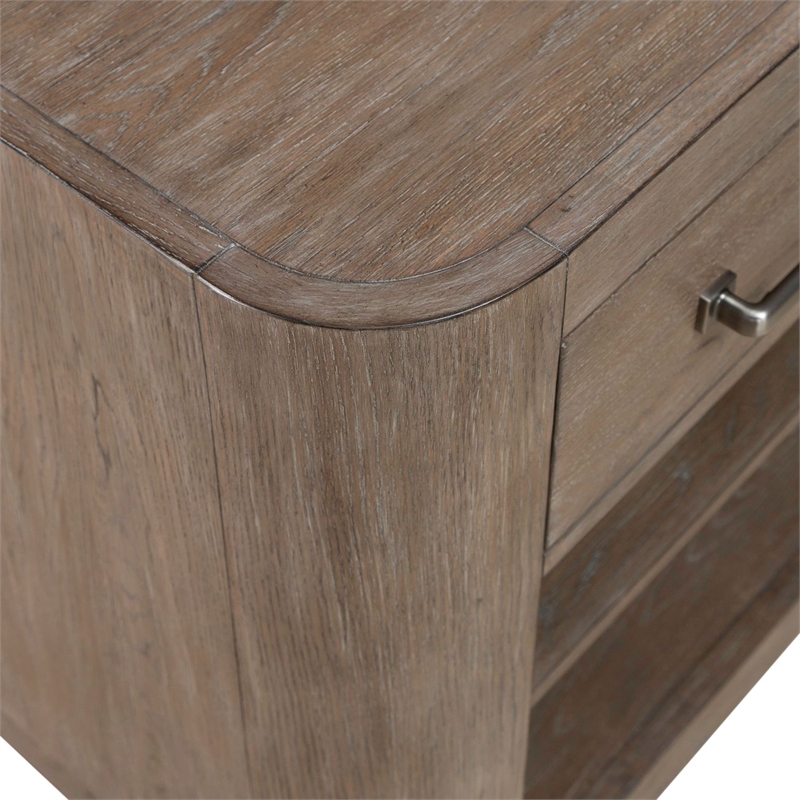 Pemberly Row Open Nightstand with Charging Station and Shelf in Brown