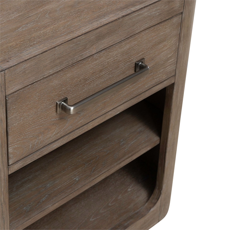 Pemberly Row Open Nightstand with Charging Station and Shelf in Brown