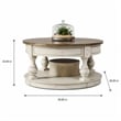 Pemberly Row Round Cocktail Table with Nailhead Accents and Shelf in White