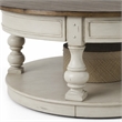 Pemberly Row Round Cocktail Table with Nailhead Accents and Shelf in White