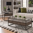 Pemberly Row 3 Piece Cocktail and End Table Set with Glass Tops in Brown