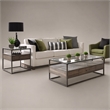 Pemberly Row 3 Piece Cocktail and End Table Set with Glass Tops in Brown