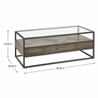 Pemberly Row 3 Piece Cocktail and End Table Set with Glass Tops in Brown