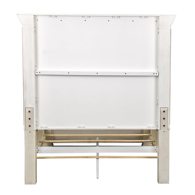 Pemberly Row Queen Panel Bed with Heavy Crown Molding in White