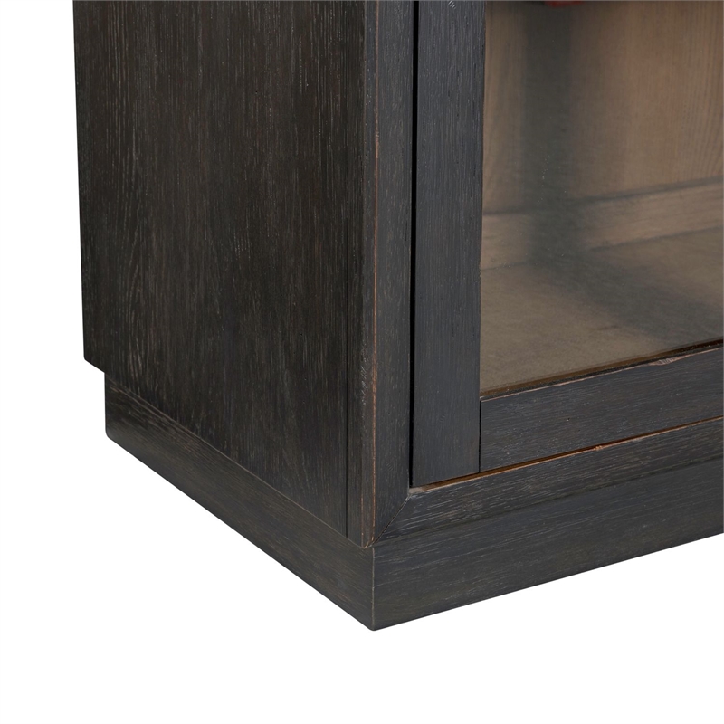 Pemberly Row 2 Door Glass Accent Cabinet with Adjustable Shelf in Charcoal