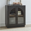 Pemberly Row 2 Door Glass Accent Cabinet with Adjustable Shelf in Charcoal