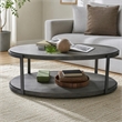 Pemberly Row Oval Cocktail Table with Casters and Metal Legs in Gauntlet Gray