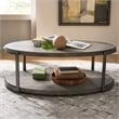 Pemberly Row Oval Cocktail Table with Casters and Metal Legs in Gauntlet Gray