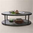 Pemberly Row Oval Cocktail Table with Casters and Metal Legs in Gauntlet Gray