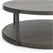 Pemberly Row Oval Cocktail Table with Casters and Metal Legs in Gauntlet Gray