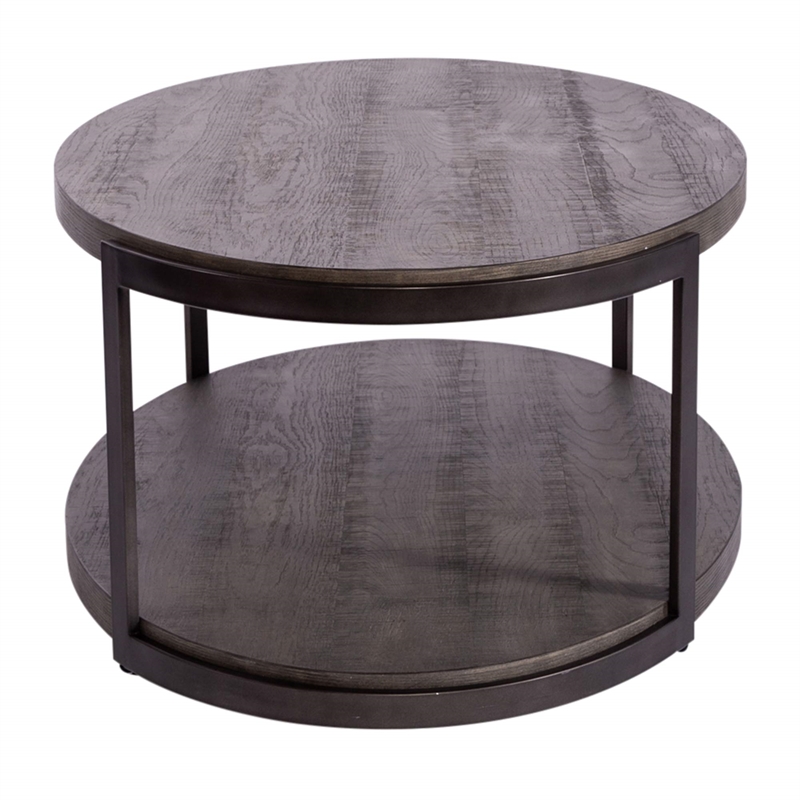Pemberly Row 3 Piece Oval Cocktail and Tiered End Table Set in Gray