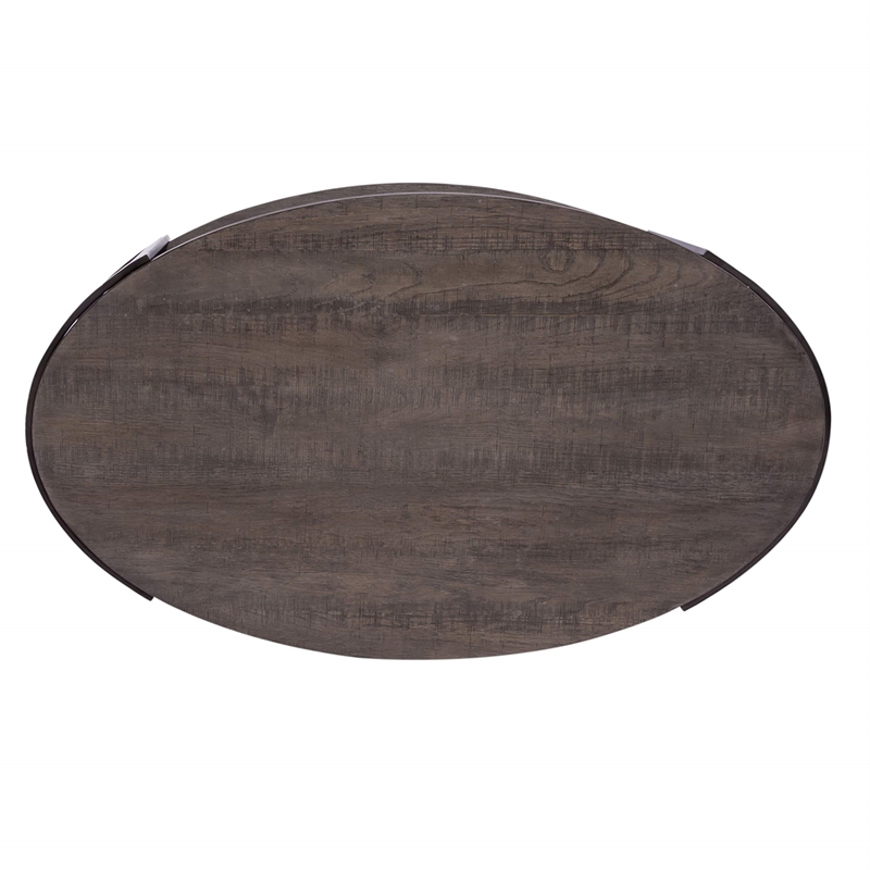 Pemberly Row 3 Piece Oval Cocktail and Tiered End Table Set in Gray