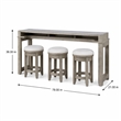 Pemberly Row 4 Piece Console Bar Table Set with Swivel Stools in Brown