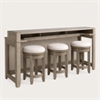 Pemberly Row 4 Piece Console Bar Table Set with Swivel Stools in Brown