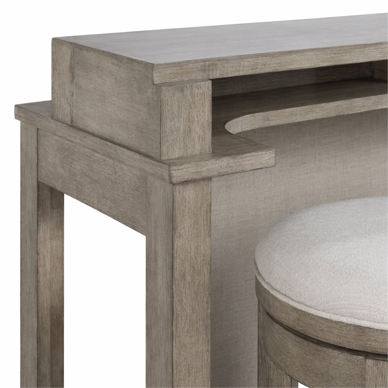 Pemberly Row 4 Piece Console Bar Table Set with Swivel Stools in Brown