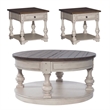 Pemberly Row 3 Piece Living Room Table Set in Antique White with Storage