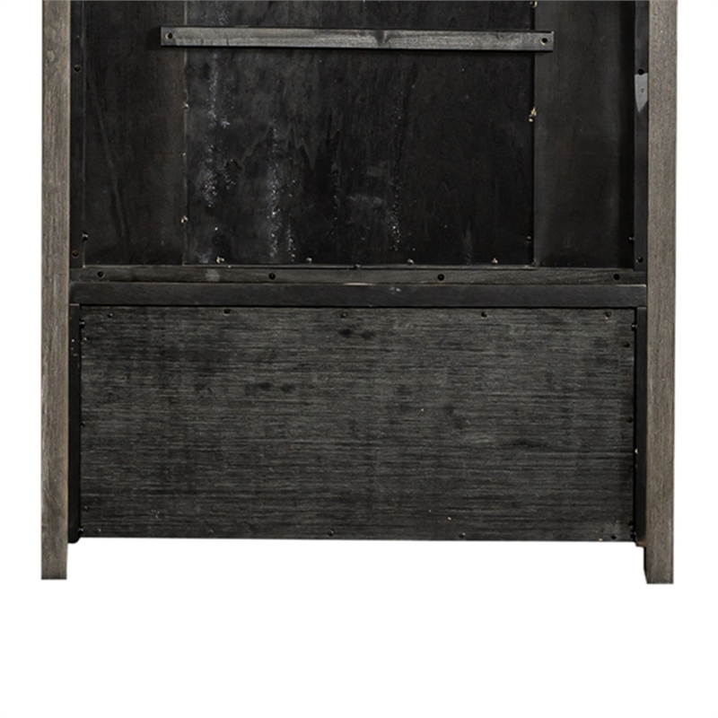 Pemberly Row 2 Piece Mirror Hall Tree with Storage Drawer in Dusty Charcoal