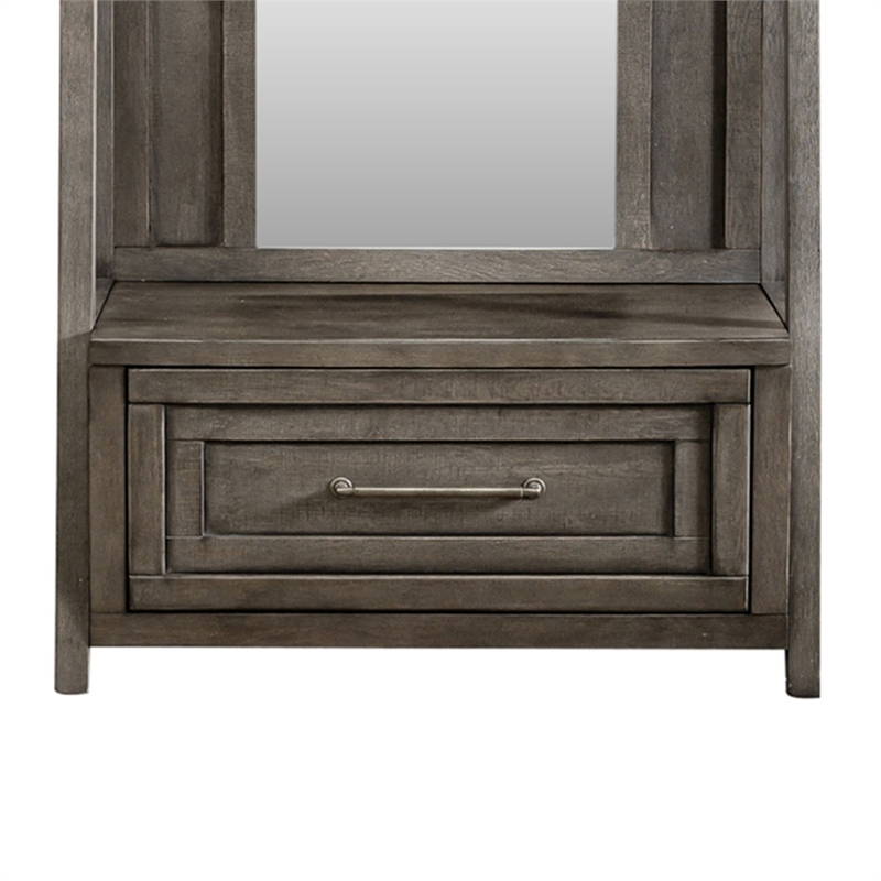 Pemberly Row 2 Piece Mirror Hall Tree with Storage Drawer in Dusty Charcoal