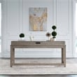 Pemberly Row Console Bar Table with Tile Top and Charging in Nutmeg Oak Wood