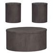 Pemberly Row 3 Piece Drum Cocktail and End Table Set with Casters in Gray