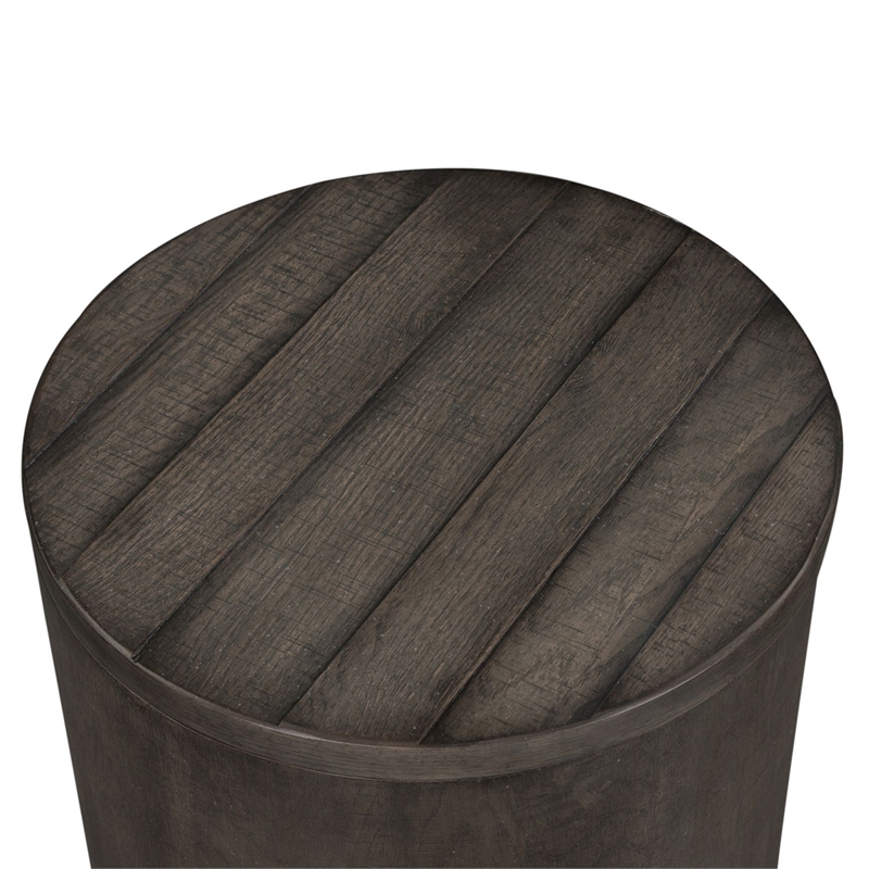 Pemberly Row 3 Piece Drum Cocktail and End Table Set with Casters in Gray