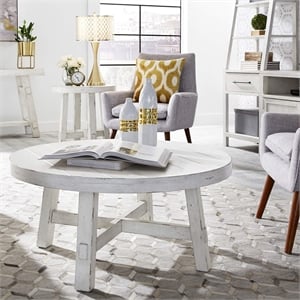 Pemberly Row 3 Piece Splay Leg Cocktail and End Table Set in White