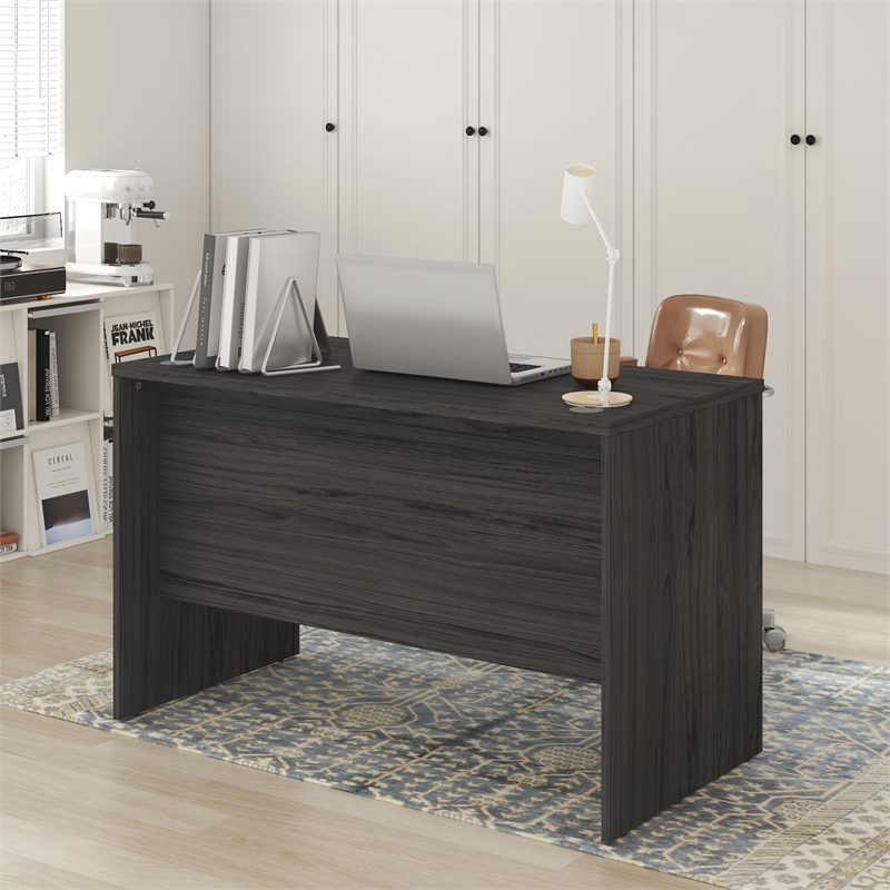 Pemberly Row 47 Inch Computer Desk with Modesty Panel in Coastal Grey