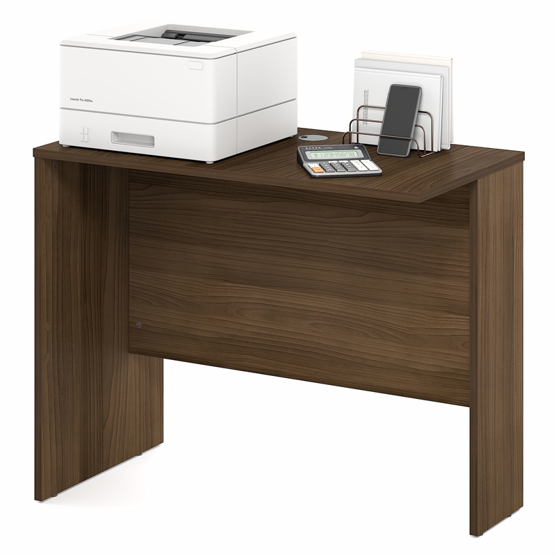 Pemberly Row 35 Inch Office Desk Reversible Return in Modern Walnut