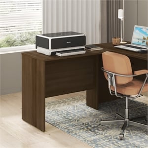 Pemberly Row 35 Inch Office Desk Reversible Return in Modern Walnut