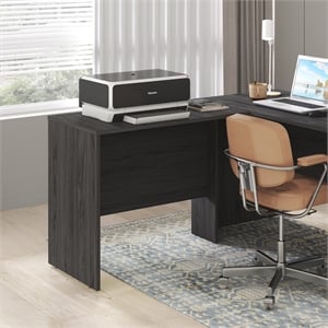 Pemberly Row 35 Inch Office Desk Reversible Return in Coastal Grey