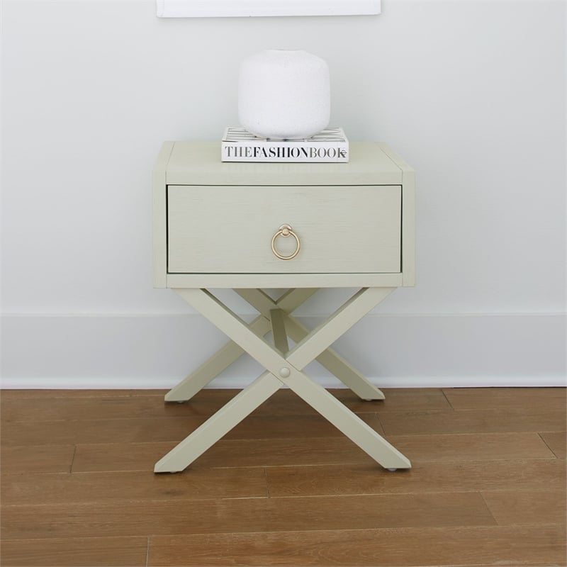 Pemberly Row 1 Drawer Accent Table with Full Extension Guide in Green