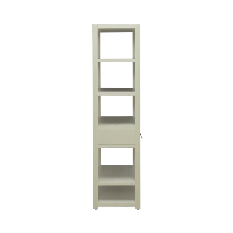 Pemberly Row 6 Shelf Accent Bookcase with Drawer in Green Mist Finish
