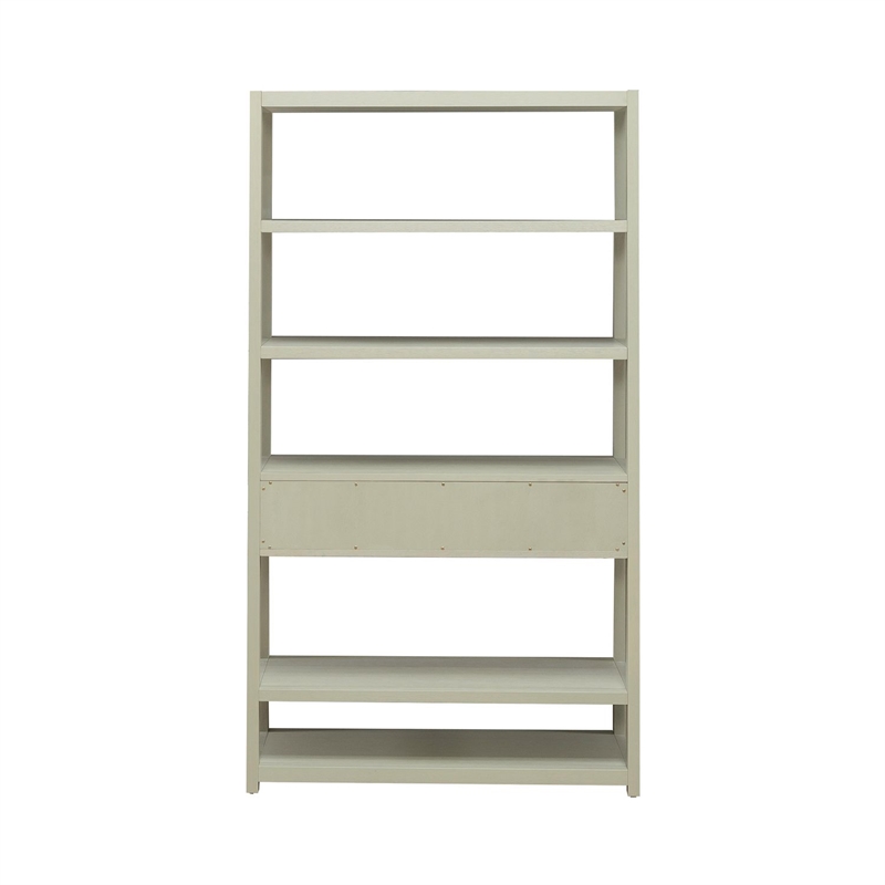 Pemberly Row 6 Shelf Accent Bookcase with Drawer in Green Mist Finish