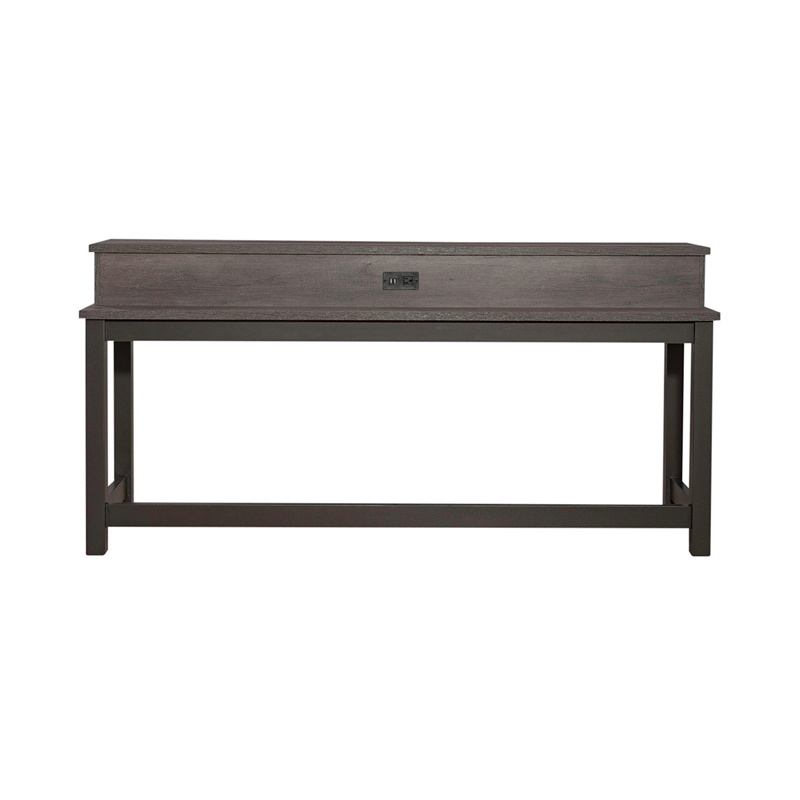 Pemberly Row Console Bar Table with Charging Station in Greystone