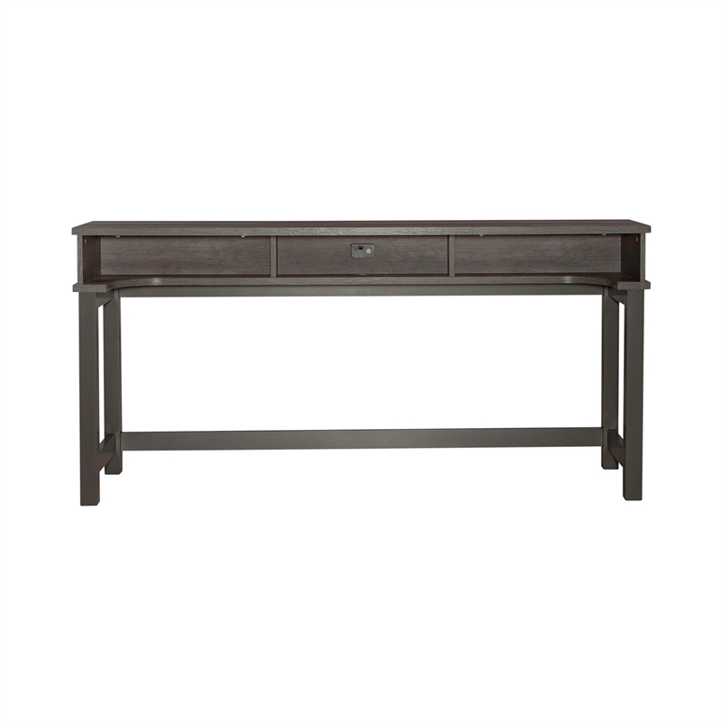 Pemberly Row Console Bar Table with Charging Station in Greystone