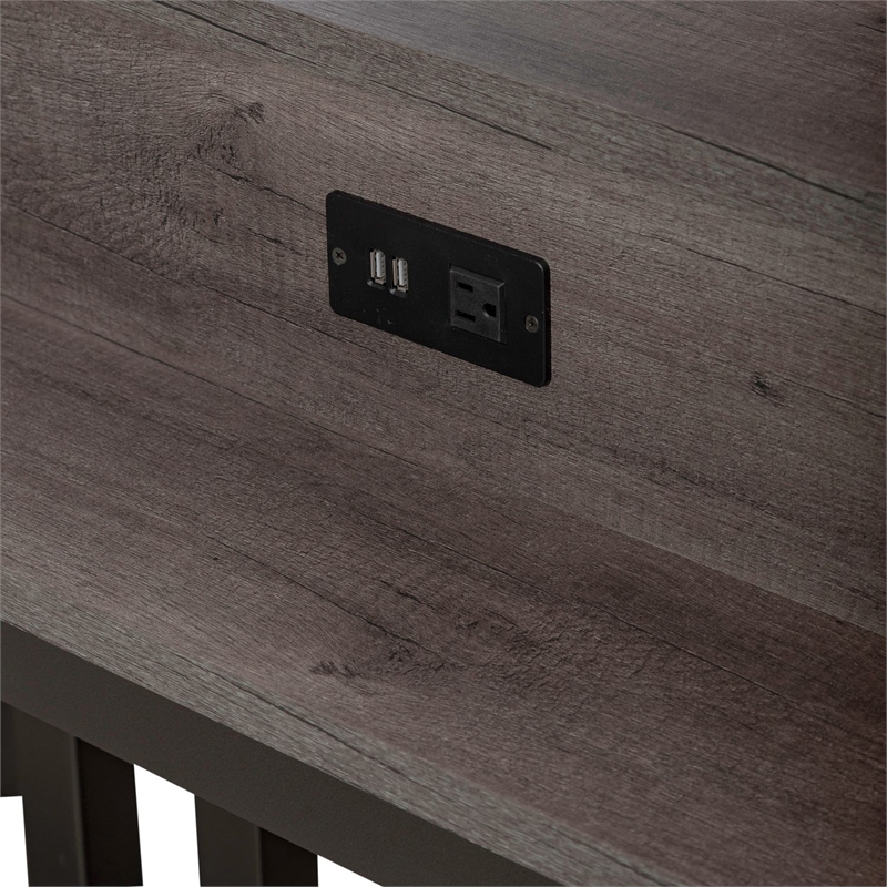 Pemberly Row Console Bar Table with Charging Station in Greystone