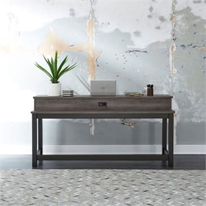Pemberly Row Console Bar Table with Charging Station in Greystone