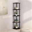 Pemberly Row 5-Tier Corner Open Storage Bookshelf in Black Espresso