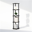 Pemberly Row 5-Tier Corner Open Storage Bookshelf in Black Espresso
