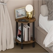Pemberly Row 2-Tier Round Tall Narrow Open Shelf Nightstand in Amber Pine